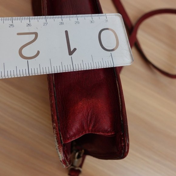 Vintage Celine Bag Leather Crossbody Shoulder Sling Purse Burgundy Weave RARE - Picture 10 of 16